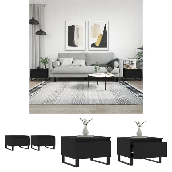 The Living Store Soffbord 2 st svart 50x46x35 cm konstruerat trä -  Soffbord