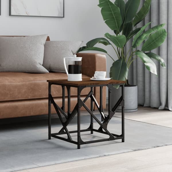 The Living Store Soffbord brun ek 45x45x47,5 cm konstruerat trä -  Soffbord