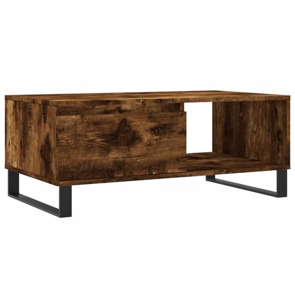 The Living Store sofabord 90x50x36,5 cm konstrueret træ røget egetræsfarve - Sofaborde