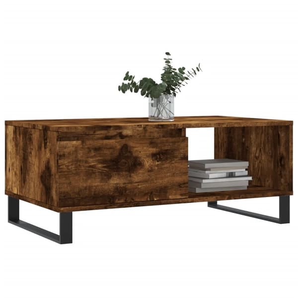 The Living Store sofabord 90x50x36,5 cm konstrueret træ røget egetræsfarve - Sofaborde