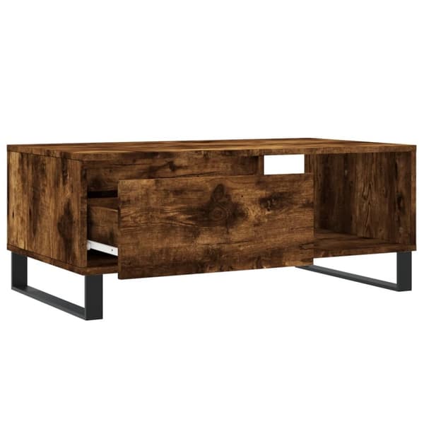 The Living Store sofabord 90x50x36,5 cm konstrueret træ røget egetræsfarve - Sofaborde