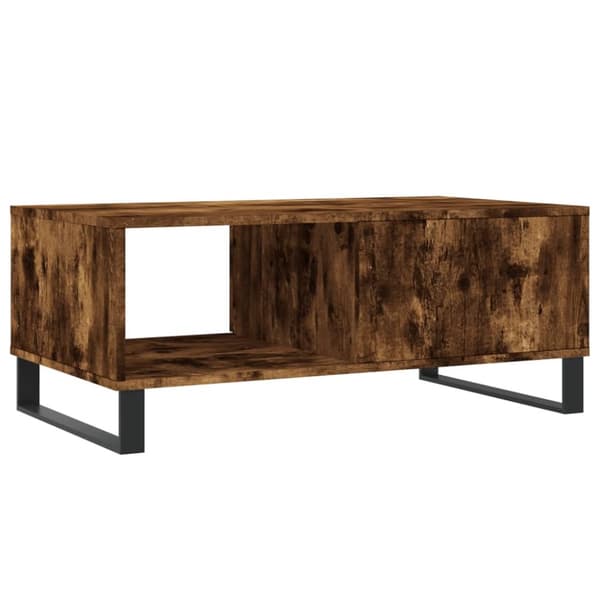 The Living Store sofabord 90x50x36,5 cm konstrueret træ røget egetræsfarve - Sofaborde