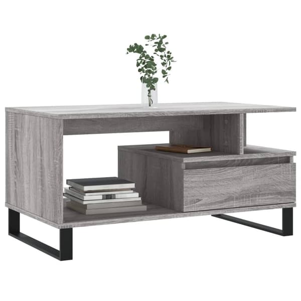 The Living Store Soffbord grå sonoma 90x49x45 cm konstruerat trä - Soffbord