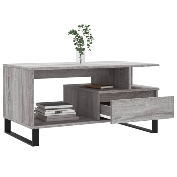 The Living Store Soffbord grå sonoma 90x49x45 cm konstruerat trä -  Soffbord