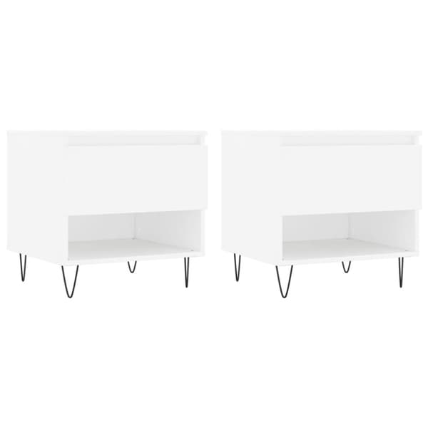 The Living Store sofaborde 2 stk. 50x46x50 cm konstrueret træ hvid - Sofaborde