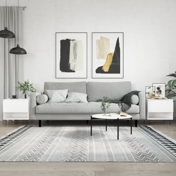 The Living Store sofaborde 2 stk. 50x46x50 cm konstrueret træ hvid - Sofaborde