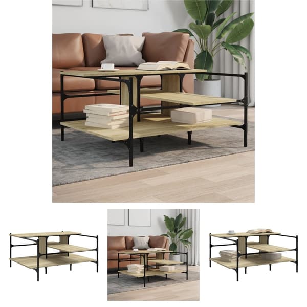 The Living Store sofabord 100x100x48,5 cm konstrueret træ sonoma-eg -  Sofaborde