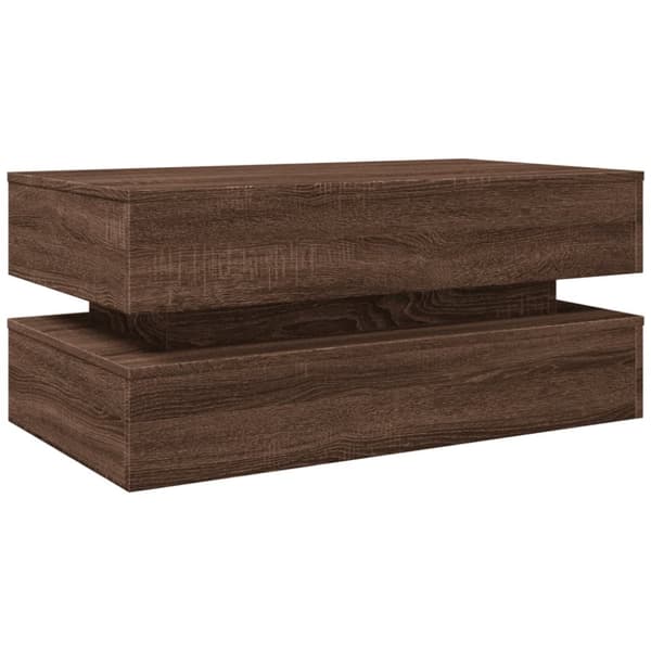 The Living Store Soffbord med LED brun ek 90x50x40 cm - Soffbord