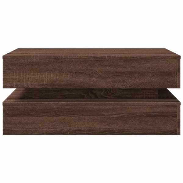 The Living Store Soffbord med LED brun ek 90x50x40 cm - Soffbord