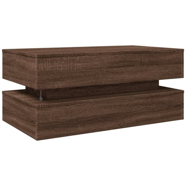 The Living Store Soffbord med LED brun ek 90x50x40 cm - Soffbord