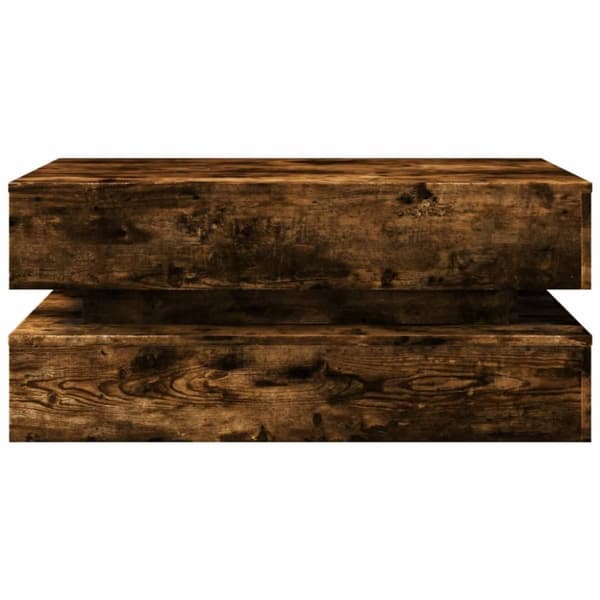 The Living Store Sohvapöytä LED-valoilla savutammi 90x50x40 cm -  Kahvipöydät