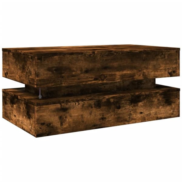 The Living Store Sohvapöytä LED-valoilla savutammi 90x50x40 cm -  Kahvipöydät