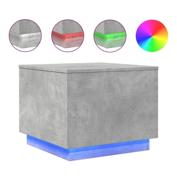 The Living Store sofabord med LED-lys 50x50x40 cm betongrå -  Sofaborde
