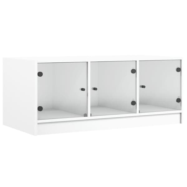 The Living Store Soffbord med glasdörrar vit 102x50x42 cm -  Soffbord