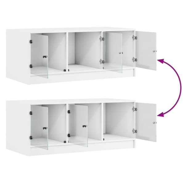 The Living Store Soffbord med glasdörrar vit 102x50x42 cm -  Soffbord