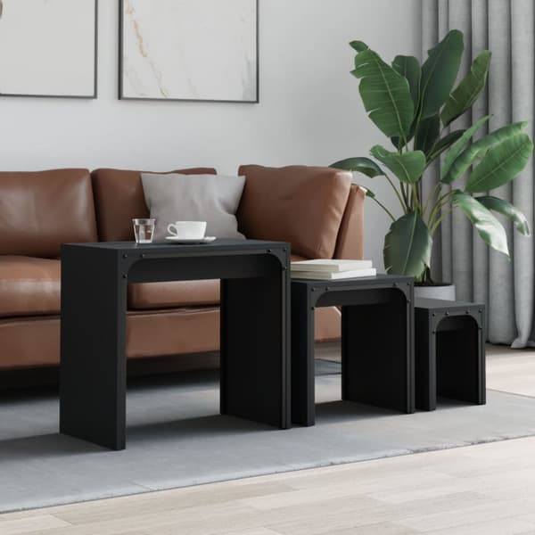 The Living Store Sarjasohvapöydät 3 kpl musta tekninen puu -  Kahvipöydät