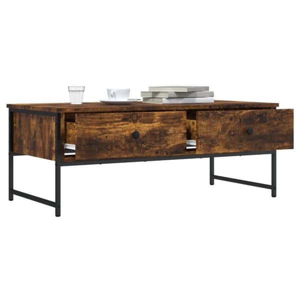 The Living Store sofabord 101x49x39,5 cm konstrueret træ røget egetræsfarve -  Sofaborde