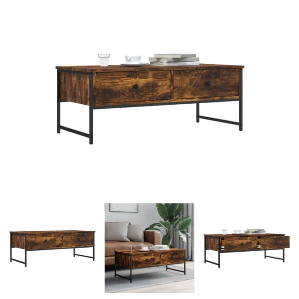 The Living Store sofabord 101x49x39,5 cm konstrueret træ røget egetræsfarve -  Sofaborde