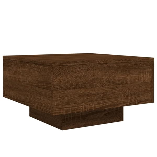 The Living Store sofabord med LED-lys 55x55x31 cm brun egetræsfarve - Sofaborde