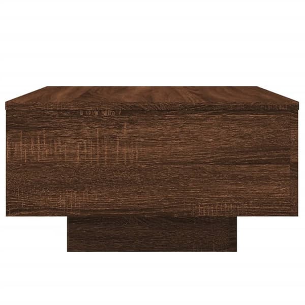 The Living Store sofabord med LED-lys 55x55x31 cm brun egetræsfarve - Sofaborde