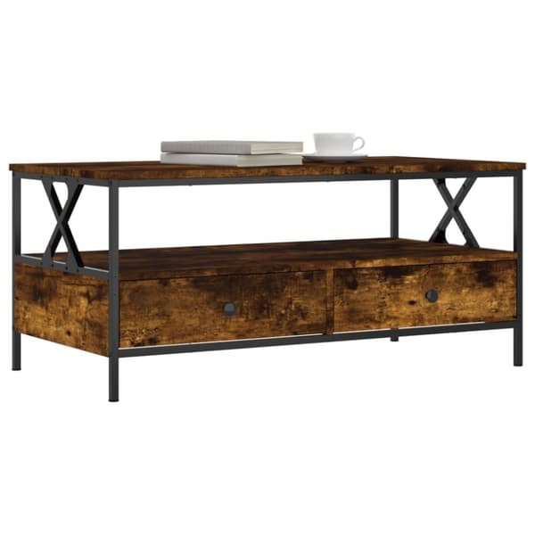 The Living Store sofabord 100x51x44 cm konstrueret træ røget egetræsfarve - Sofaborde