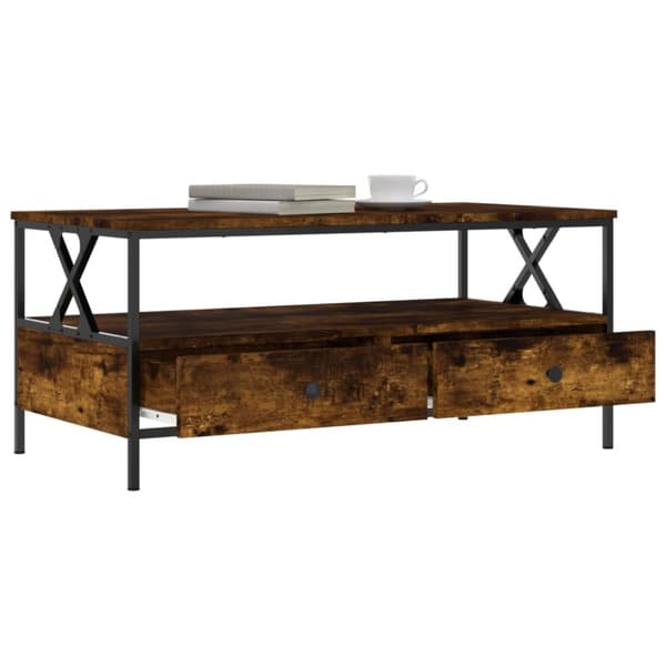The Living Store sofabord 100x51x44 cm konstrueret træ røget egetræsfarve - Sofaborde