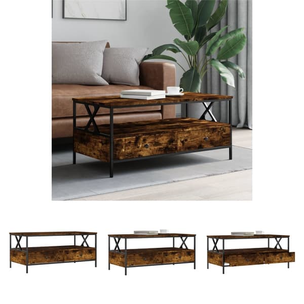 The Living Store sofabord 100x51x44 cm konstrueret træ røget egetræsfarve - Sofaborde