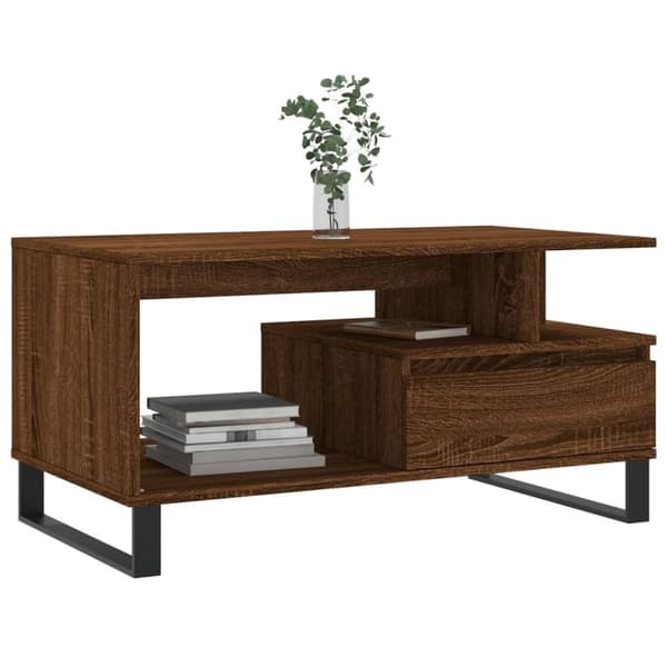 The Living Store Soffbord brun ek 90x49x45 cm konstruerat trä - Soffbord