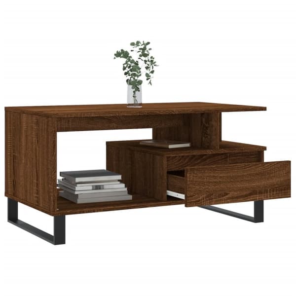 The Living Store Soffbord brun ek 90x49x45 cm konstruerat trä - Soffbord