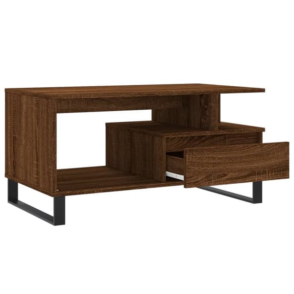 The Living Store Soffbord brun ek 90x49x45 cm konstruerat trä -  Soffbord
