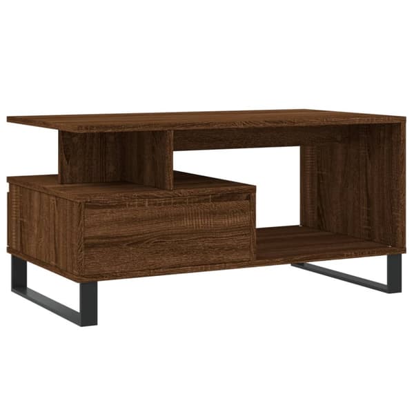 The Living Store Soffbord brun ek 90x49x45 cm konstruerat trä -  Soffbord
