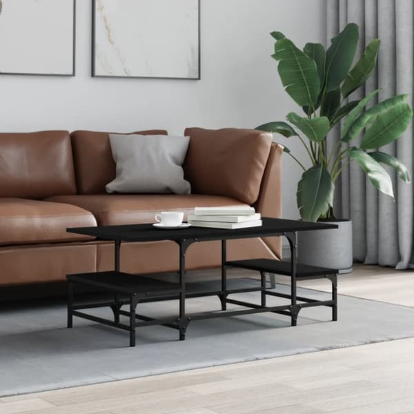 The Living Store Soffbord svart 100x50,5x40 cm konstruerat trä - Soffbord