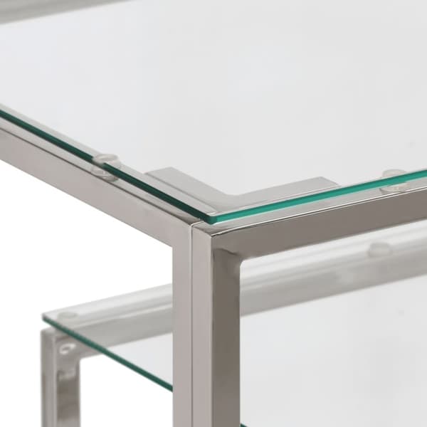 The Living Store konsolbord rustfrit stål og hærdet glas sølvfarvet - Konsolbord