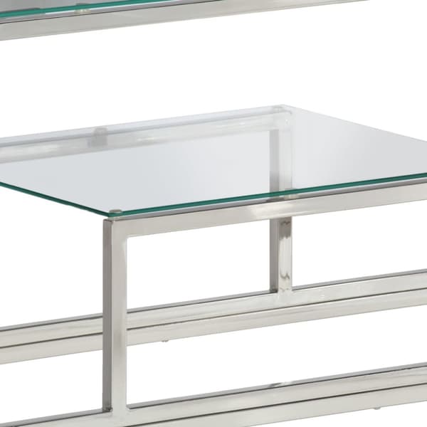 The Living Store konsolbord rustfrit stål og hærdet glas sølvfarvet - Konsolbord