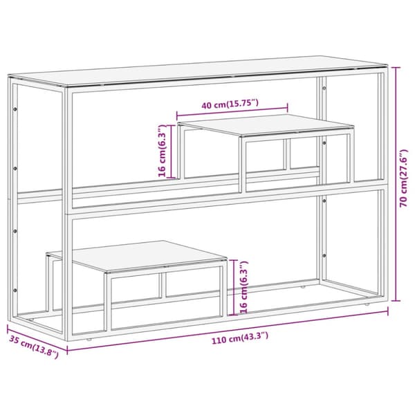 The Living Store konsolbord rustfrit stål og hærdet glas sølvfarvet - Konsolbord