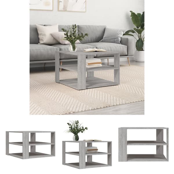 The Living Store sofabord 59,5x59,5x40 cm konstrueret træ grå sonoma-eg -  Sofaborde