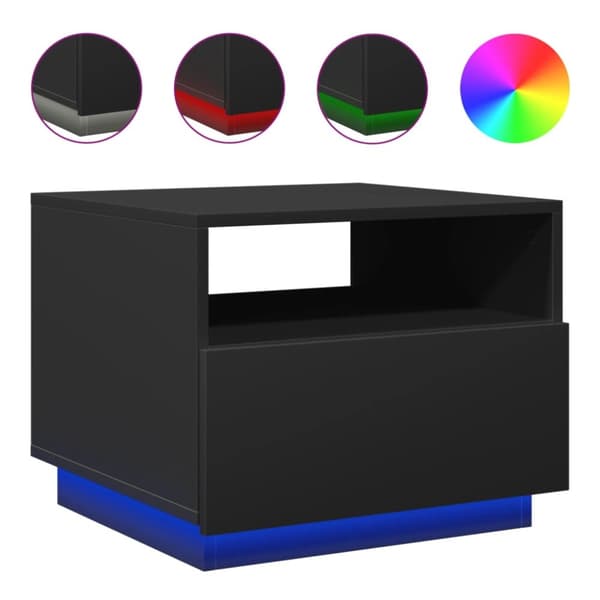 The Living Store sofabord med LED-lys 50x49x40 cm sort - Sofaborde