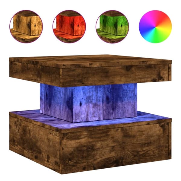 The Living Store sofabord med metalben 50x50x40 cm røget egetræsfarve - Sofaborde