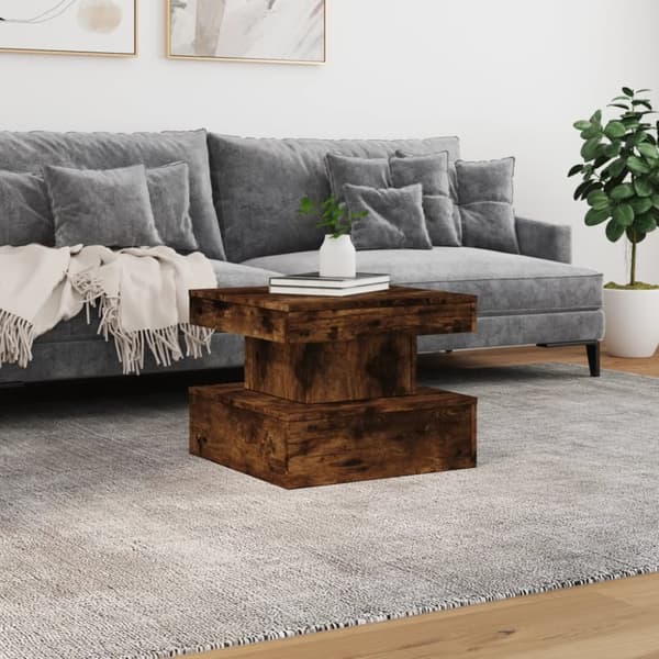 The Living Store sofabord med metalben 50x50x40 cm røget egetræsfarve - Sofaborde