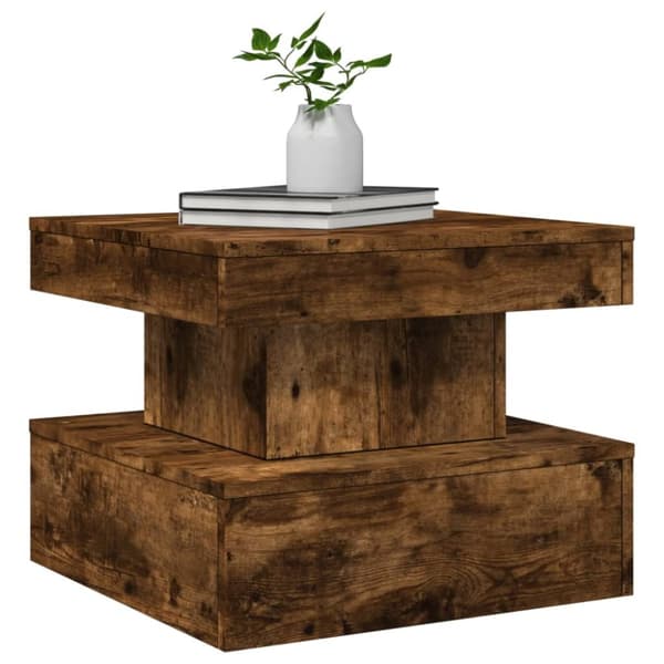 The Living Store sofabord med metalben 50x50x40 cm røget egetræsfarve - Sofaborde