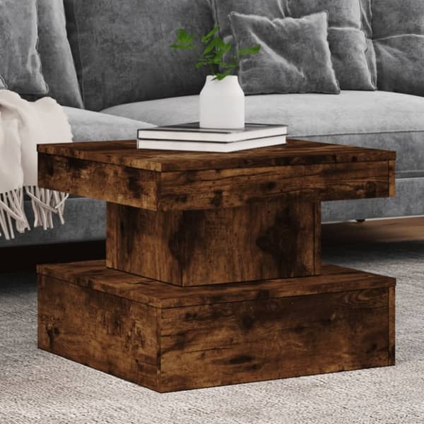 The Living Store sofabord med metalben 50x50x40 cm røget egetræsfarve - Sofaborde