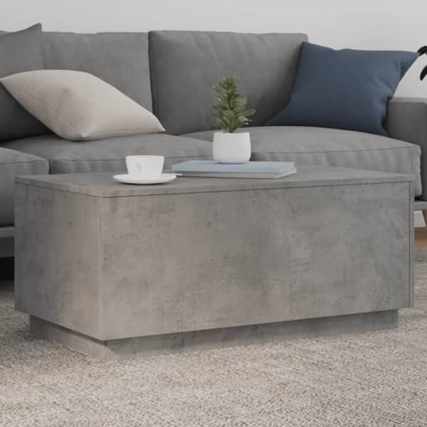 The Living Store sofabord med LED-lys 90x50x40 cm betongrå -  Sofaborde