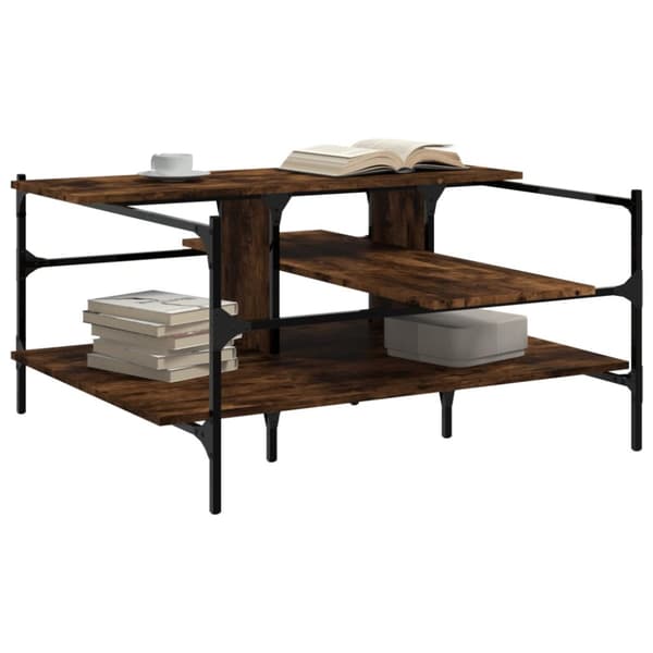 The Living Store sofabord 100x100x48,5 cm konstrueret træ røget egetræsfarve - Sofaborde