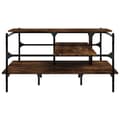 Miniatyrbillede 6 af 11: The Living Store sofabord 100x100x48,5 cm konstrueret træ røget egetræsfarve -  Sofaborde