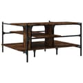 Miniatyrbillede 8 af 11: The Living Store sofabord 100x100x48,5 cm konstrueret træ røget egetræsfarve -  Sofaborde