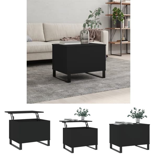 The Living Store Soffbord svart 60x44,5x45 cm konstruerat trä -  Soffbord