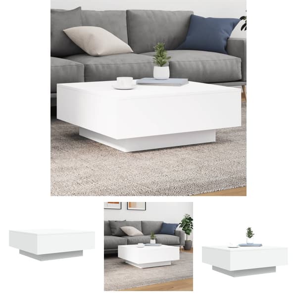 The Living Store sofabord 80x80x31 cm spånplade hvid - Sofaborde