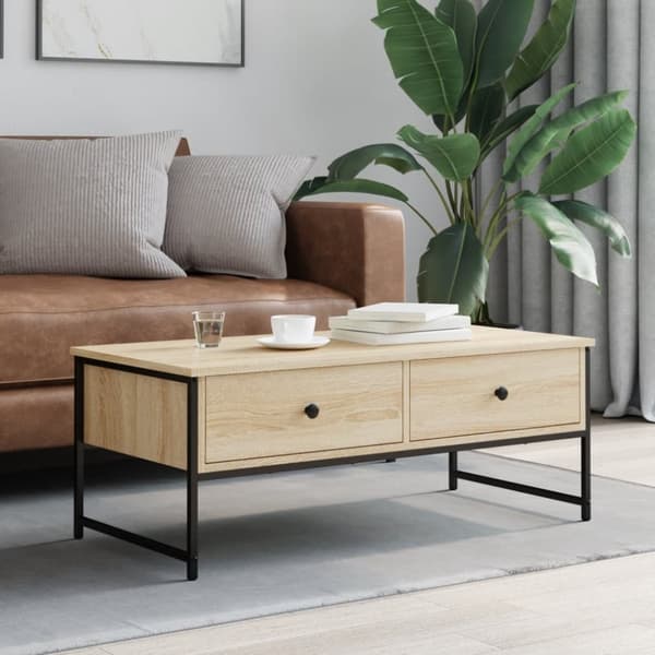 The Living Store sofabord 101x49x39,5 cm konstrueret træ sonoma-eg - Sofaborde