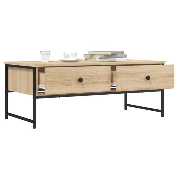 The Living Store sofabord 101x49x39,5 cm konstrueret træ sonoma-eg - Sofaborde