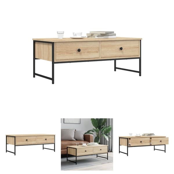 The Living Store sofabord 101x49x39,5 cm konstrueret træ sonoma-eg - Sofaborde